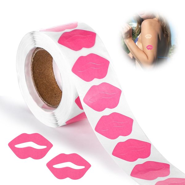 1 Roll 500pcs Tanning Stickers, Pink Lip Print Tanning Bed Sticker Self Adhesive Sunbathing Sticker Removable Sun Tan Stickers Perforated Tanning Body Stickers Decals