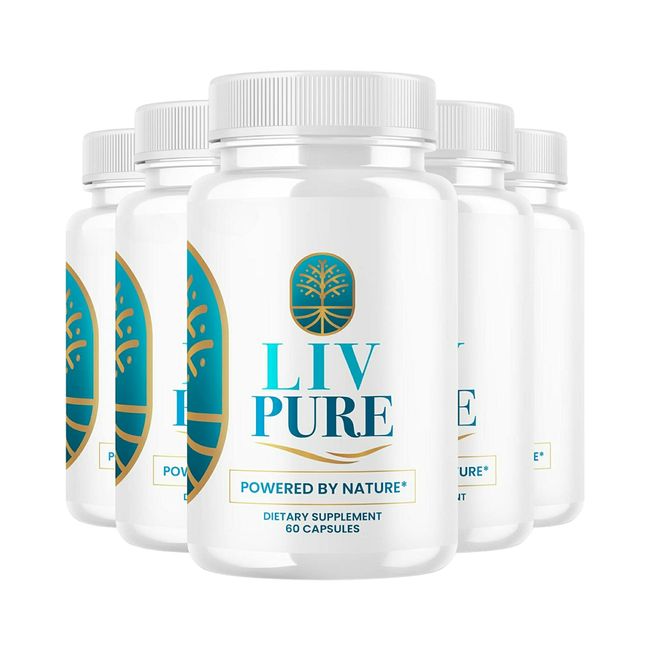 5-Pack Liv Pure Powered by Nature - Natural Support Supplement- 300 Capsules