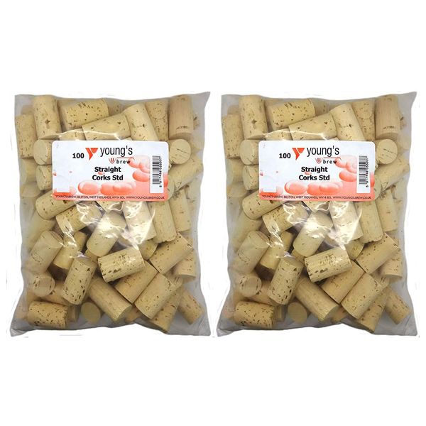 200 Straight Corks for Wine Winemaking Bottle Corks Plain Unprinted (2 Packs)