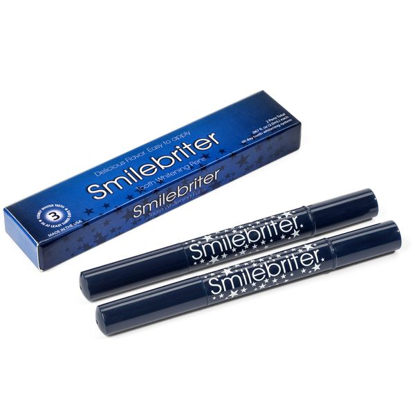 Smilebriter Teeth Whitening Gel Pens, 2 Pens :: No Peg, PPG, Artificial Flavors, or GMOs :: Gentle on Sensitive Teeth, Organic Ingredients :: Supports Dental Health, Mint Flavor