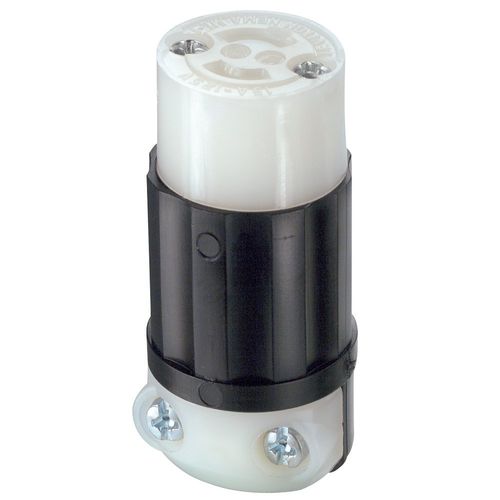 Leviton 15 Amp, 125 Volt, Locking Connector, Non-Grounding, Industrial Grade, MiniLock, ML1-C, Black-White