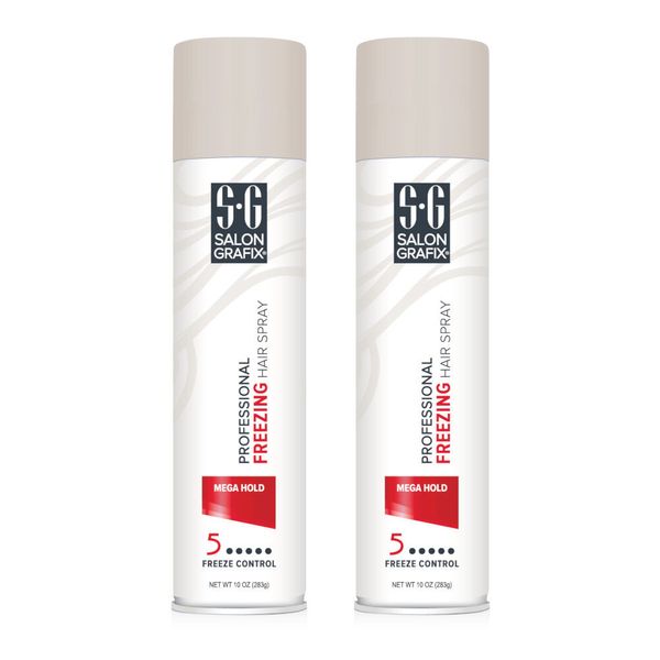 2 Pack Salon Grafix Mega Hold Professional Freezing Hair Spray 10 Ounces Each