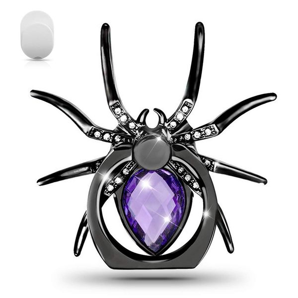 Allengel Spider Phone Ring Holder Stand, Animal Phone Ring Finger Grip Rhinestone Phone Kickstand for All Smartphone (Purple)