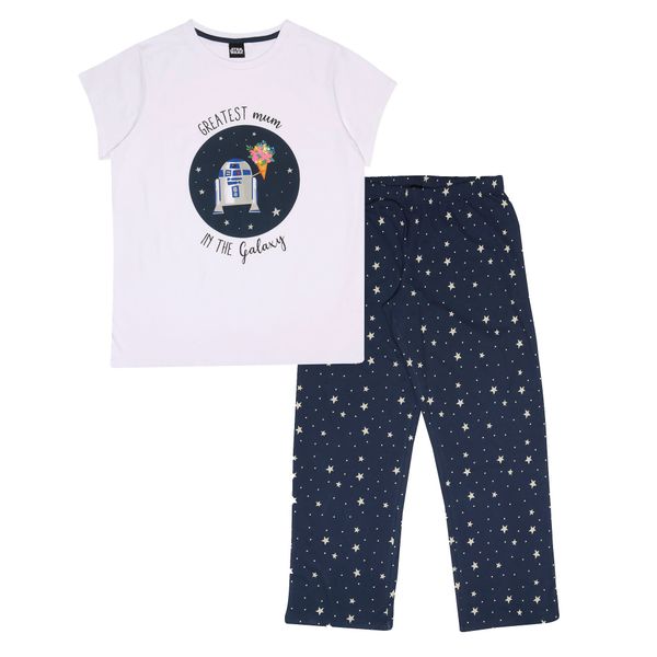 Star Wars R2-D2 größte Mamma in der Galaxie Langer Pyjama, Damen, XS-5XL, Weiß Schwarz, Offizielle Handelsware