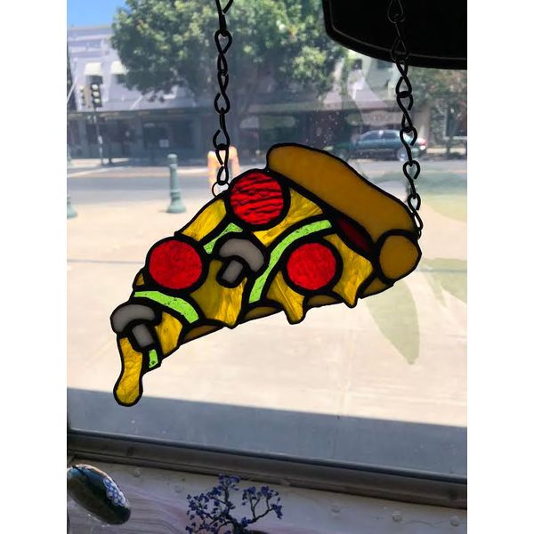 Stained Glass Pizza Slice Suncatcher Fun Food Lover Gift Made To Order