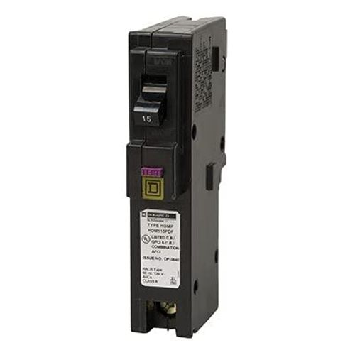 Square D HomeLine 15 amps Arc Fault/Ground Fault Single Pole Circuit Breaker