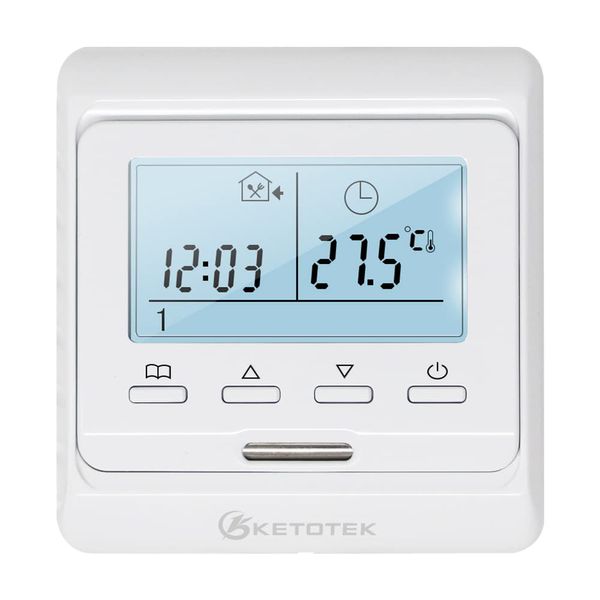 KETOTEK Digital Thermostat Fussbodenheizung Elektrisch Programmierbar Unterputz mit fühler AC 230V 16A, Raumthermostat Elektrische Fußbodenheizung Regler Weiß