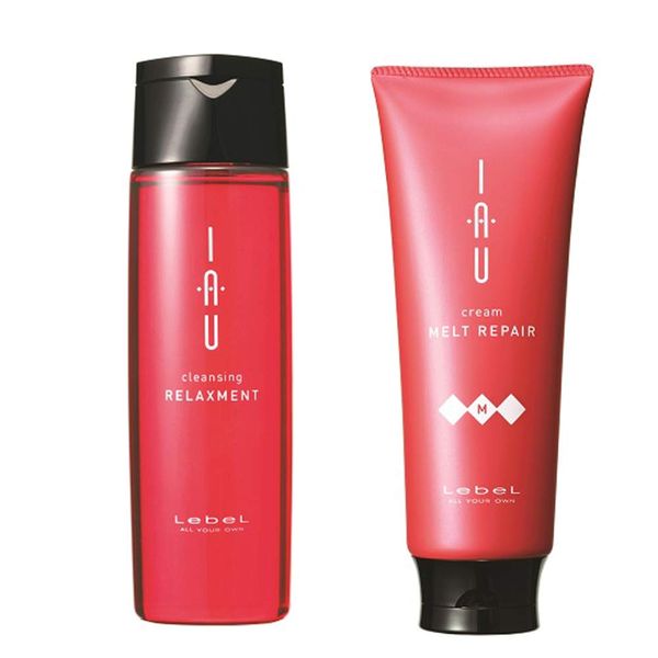 Lebel IAU Cleansing Relaxment Hair Shampoo 200ml & Lebel IAU Melt Repair Hair Treatment 200ml Set (Green Tea Set)