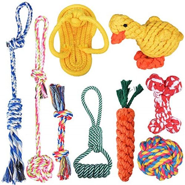 Ninonly Dog Rope Toy, Dog Toy, Chew Toy, Rope Toy, Cotton, Stress Relief, Durable, Durable, Clean, Suitable for Small/Medium Dogs (Set of 9)