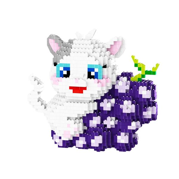 Larcele Micro Building Blocks Animal Set, DIY Mini 3D Building Toy Bricks,2283 Dots KLJM-10 (Grape Cat)