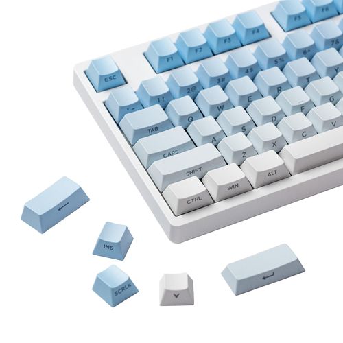 VEEKOS Blue Gradient PBT Side Print Keycaps Set, Cherry Profile 135-Key PBT Keycaps for Mechanical Keyboards