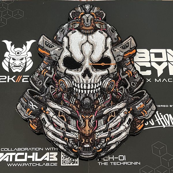 Bone CYBR - Skull Mecha Cyber Embroidery Patch #2 Ronin