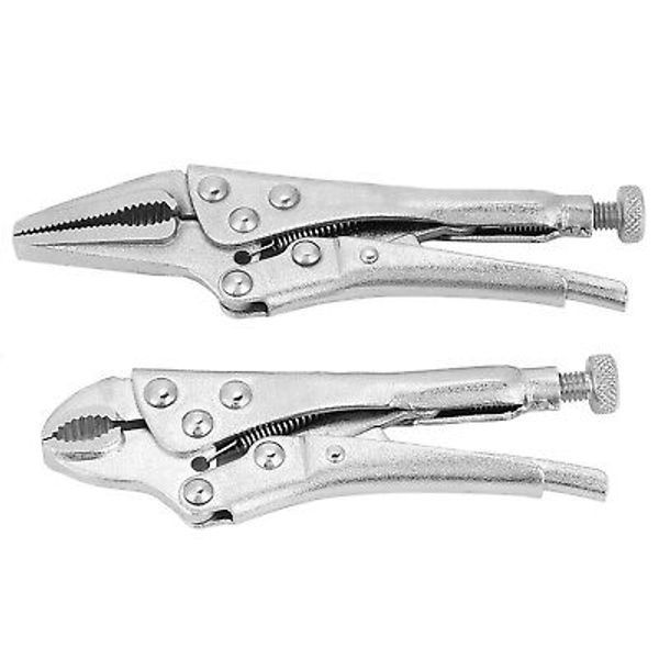 Locking Pliers, 2pcs High Carbon Steel Vi se Grip Pliers Set Curved Jaw Strai...