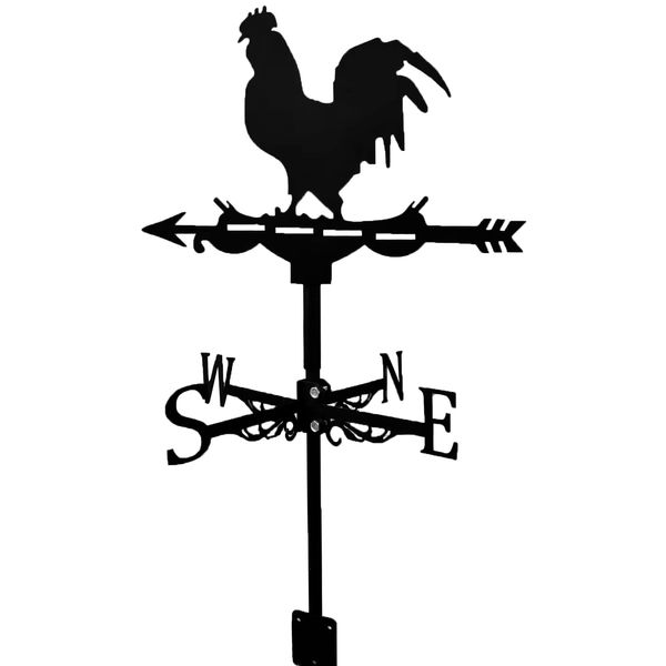 QDS Cockerel Weather Vane for the Garden Fence & Shed Metal Outdoor Ornamental Wind Direction Indicator, Black (QDSWV)