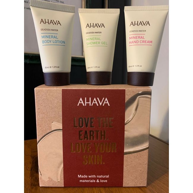 AHAVA Mineral Hand Cream-Lotion-Shower Gel NATURALLY REFRESHING TRIO-1.3 oz Each