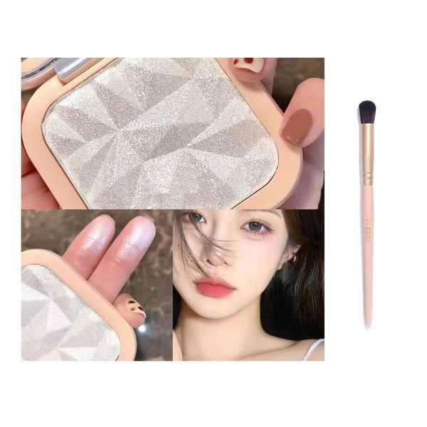 happykau Highlighter Light, Highlight, Facial Powder, Makeup Highlighter, Palette, Highlighter Powder Palette, Fine, Three-dimensional Feel, Long-Lasting Waterproof Brilliant Brightens Skin Tone, Sebum Adsorption Powder Formulation, Popular (Off White)