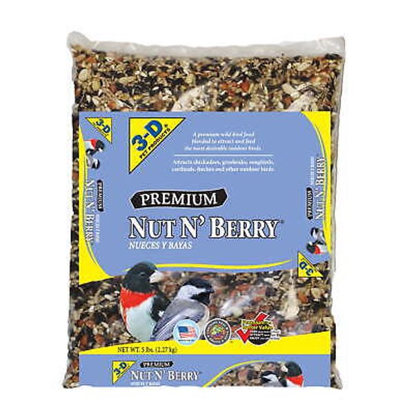 5 lb., 1 Pack,3-D Pet Products Premium Nut N' Berry Blend Dry Wild Bird Food