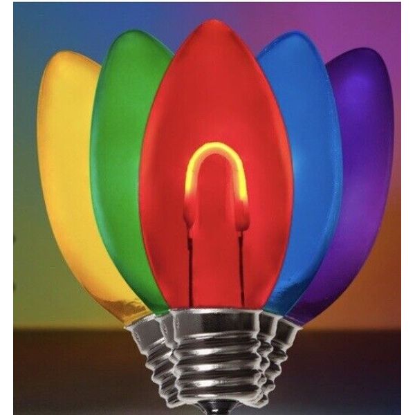 LED Shatterproof FlexFilament Multicolor C9 Edison Christmas Light Bulbs, 5 Pack