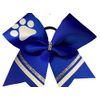 Royal Blue White/Silver Paw Print Cheer Bow