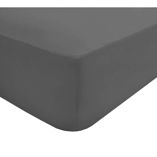 Sleepdown Extra Deep Fitted Sheet Poly Cotton, Grey, Super King