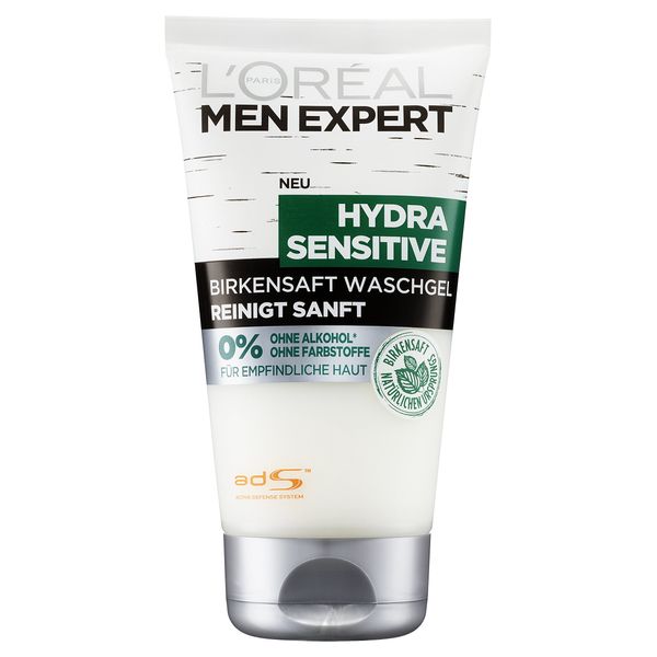 L'Oreal Men Expert Hydra Sensitive Birch Sap Wash Gel, Pack of 2 (2 x 150 ml)