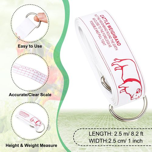 Konohan Cattle Measuring Tape for Height and Weight Multifunctional Cattle Weight Tape Portable PVC Weight Measure for Cows, 8.2 Feet Long