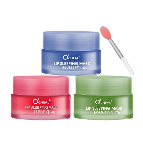 Lip Sleeping Mask,Lip Balm Set Lip Mask Overnight Strawberry Lip Masks, Skincare Moisturiser For Dry Chapped Peeling Cracked Lips Fades,Lip Balm Lip Care (Strawberry, Blueberry, Avocado)