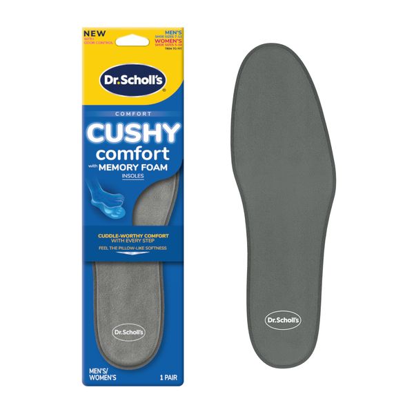 Dr. Scholl's® Cushy Comfort with Memory Foam Insoles, Full-Foot Responsive Cushioning, Relieves Pressure, Slim Design, Trim Inserts to Fit Shoes, Unisex, Men's Shoe Size 7-13 Women's 5-10, 1 Pair