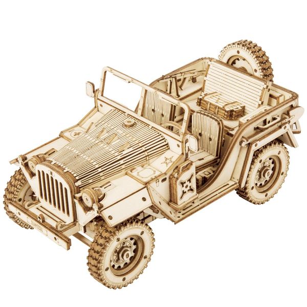 ROBOTIME 3D Wooden Puzzle Model Kits for Adult Jeep Cars to Build Laser Cut Wood Building Mechanical Construciton Craft