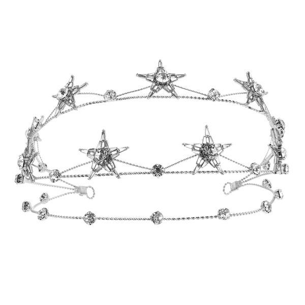 Beaupretty Bling Rhinestone Star Crown, Star Crystal Tiara and Crown Bridal Headpiece Alloy Hairband Wedding Jewelry for Women Girls, Silver