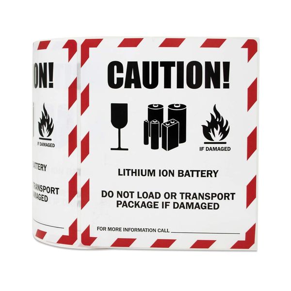 300 Lithium Ion Battery Labels, 4 x 4.75 Inch Lithium Ion Battery ...