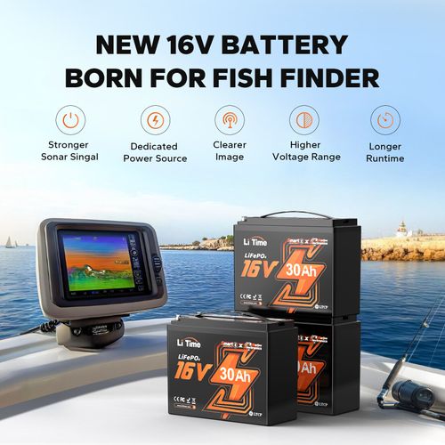 LiTime 16V 30Ah Bluetooth Low Temp Lithium Battery For Fish Finder Ice Fishing