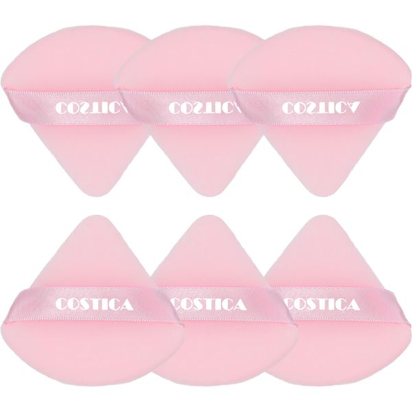 COSTICA 6 Pieces Powder Puffs for Face Powder, Triangle Powder Puff for Loose & Cosmetic Foundation, Makeup Puff for Contouring, Body Powder Makeup Tools(Pink, Pack of 6)