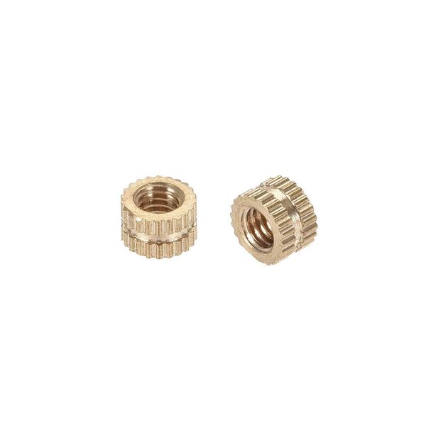 TOP-VIGOR 100Pcs Threaded Insert Knurled Nuts, M4 x 4mm x 6mm OD Brass Female Thread Knurled Nuts, Embedment Nut Insert for 3D Printer