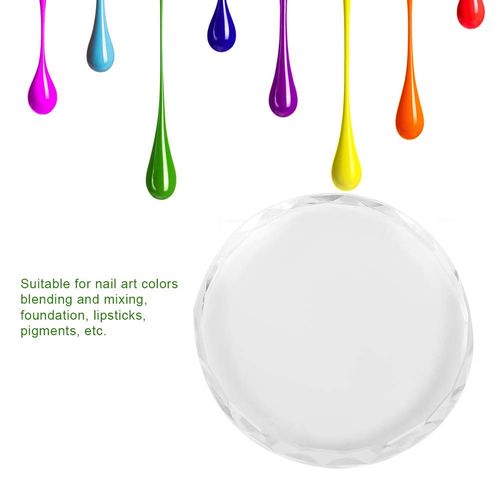 Nail Art Palette Makeup Palette Glass Nail Art Palette Nail Art Display Cosmetic Mixing Tools Nail Art Painting Colour Toning Glass DIY Tool Drawing (Round Glass Panel 02)