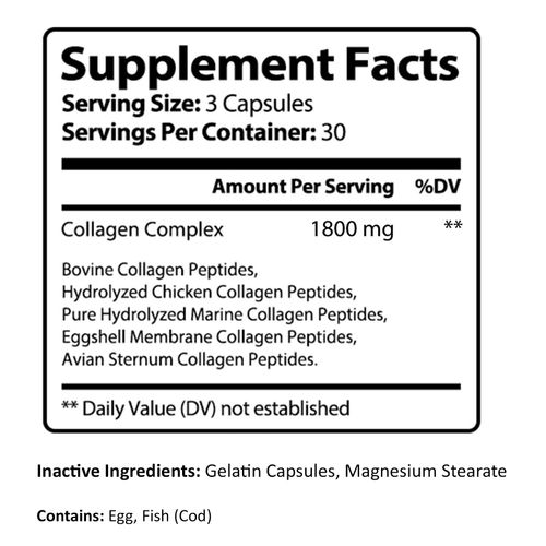 PureNature Collagen Ultra 90 Capsules Penta Collagen with 5 Types I, II, III, V & X
