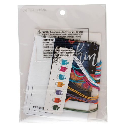 Dimensions 71-06263 Stars Shine Embroidery Needlepoint Kit for Beginners with Printed Fabric, 5" x 7", Multicolor, 4 Pieces