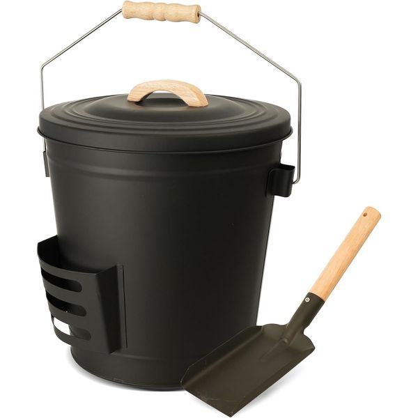 Heavy-Duty Fireplace Ash Bucket with Lid 5.2 Gallon for Fire Pits and Stoves