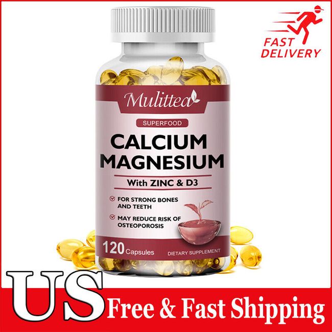 Magnesium Zinc Vitamin D3 Calcium 1000MG Complex (120 Caps)-High Absorption