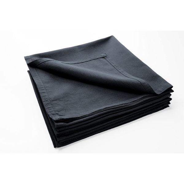 jilda-tex Pack Servietten-Set Stone-Washed Renforce Tischwäsche Lissabon 100% Bio-Baumwolle Knitterlook Bügelfrei Uni Leinen-Optik GOTS Made in Green (Anthrazit, 6er Set (6X 42x42 cm))