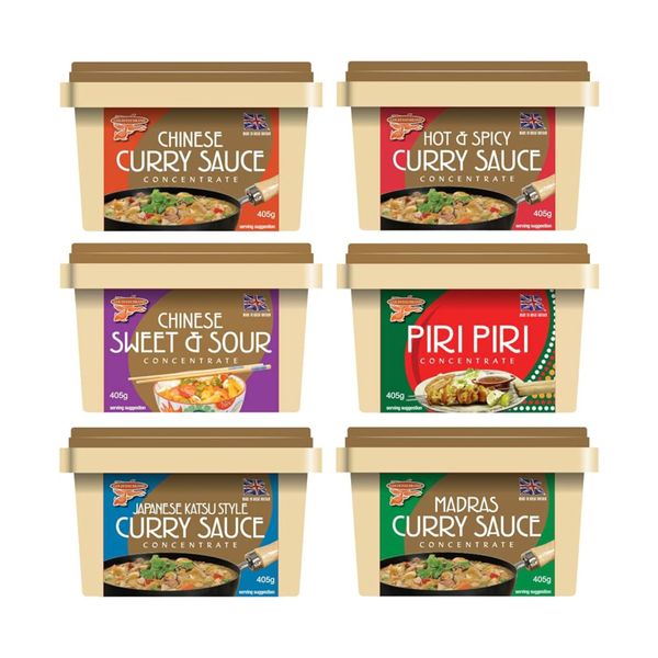 Goldfish Curry Sauce Paste Concentrate 405g | Custom Case of 3 | Choose From 6 Flavours & Receive 1 Tub of Each Choice