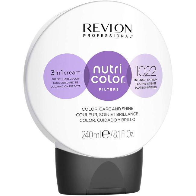 REVLON PROFESSIONAL Nutri Color Filters, Metallic Semi-Permanent Hair Color, 1022 Intense Platinum, 240 ml