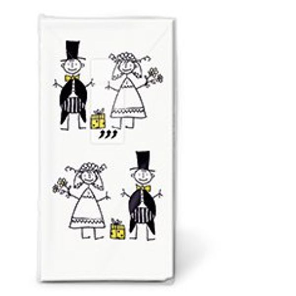6 Packs of Paper Pocket Handbag Tissues Hankies - Just Married - Pocket Tissue (60 Tissues)