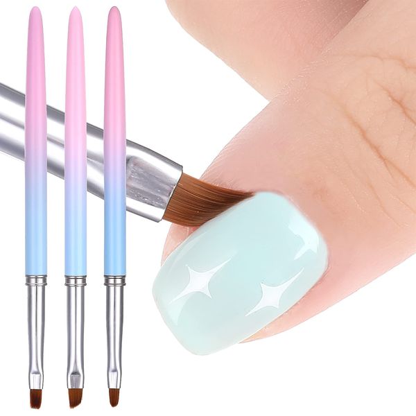 cobee 3 Pack Nail Polish Clean Up Brushes, Nail Art Clean Up Brushes Nail Painting Brushes Nail Remover Brush Nail Pen Painting Tools for Manicure Makeup Cleaning(Round, Angled, Flat)