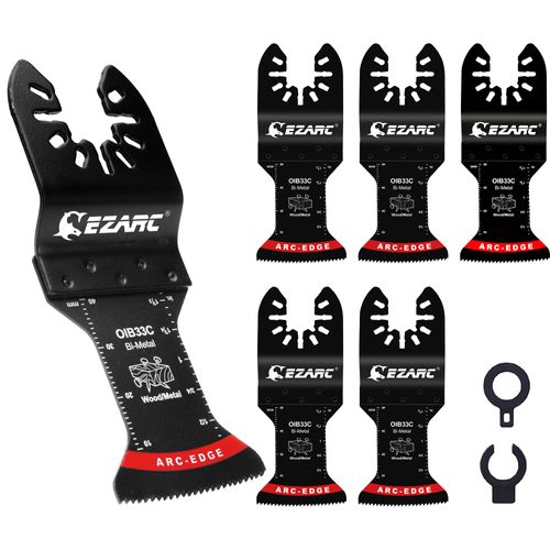 EZARC Multi-Tool Replacement Blades, Bimetal, Bow Tip, Nailed Wood, Light Metal, Adapter Included, For Cutting in Narrow Spaces, High Speed, Professional Use, Thin Blade 0.03 inches (0.8 mm), Suitable