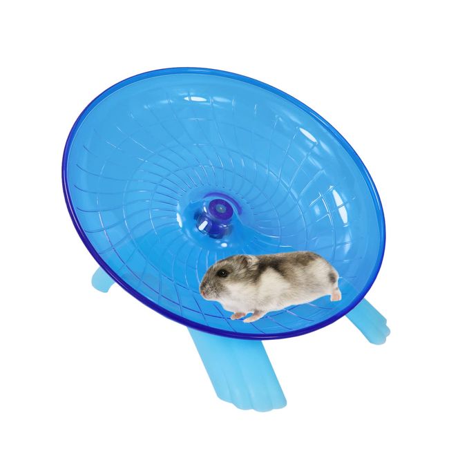 Hamster Flying Saucer Silent Running Exercise Wheel for Gerbil Rat Mouse Hedgehog Small Animals (Blue)