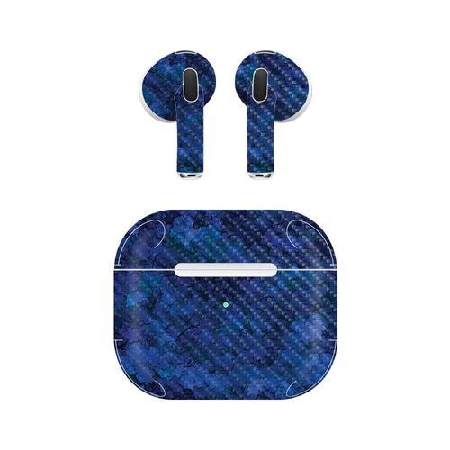 MightySkins Carbon Fiber Skin Compatible with Apple AirPods (3rd Generation) - Blue Ice | Protective, Durable Textured Carbon Fiber Finish | Easy to Apply, Remove, and Change Styles | Made in The USA