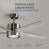 52 Inch Ceiling Fan Brushed Nickel Remote Controlled Dimmable Light Combo - Quie