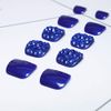 Yienate False Nail for Toe Chic Exquisite Bling Bridal Royal Blue Full Diamond Summer Fake Nail for Toes Full Cover Nail Tips Foot Nails 24Pcs