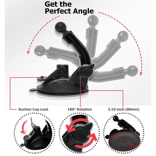 Ramtech Car Windshield Suction Cup GPS Mount, Large Adjustable Bracket Compatible with Garmin Nuvi 2639 2689 LMT, 2699 LMTHD, Drive 60 LM LMT, 61 LM 61 LMT-S, 6 LM EX GPS, SCR7